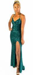 Micha Emerald Sequin Strappy Dress